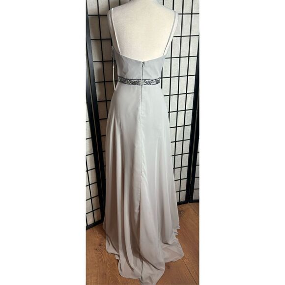 Cinderella Gray Sleeveless Beaded Adorned Formal Dress - Picture 5 of 9